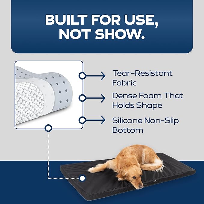 Ruff Liners Standard Dog Bed for Car Back Seat, Black – As Seen on Shark Tank – Fits Standard Seat Extender – Non-Slip Base, Waterproof, Machine-Washable – Dog Mat for Car with Rebound Foam Comfort