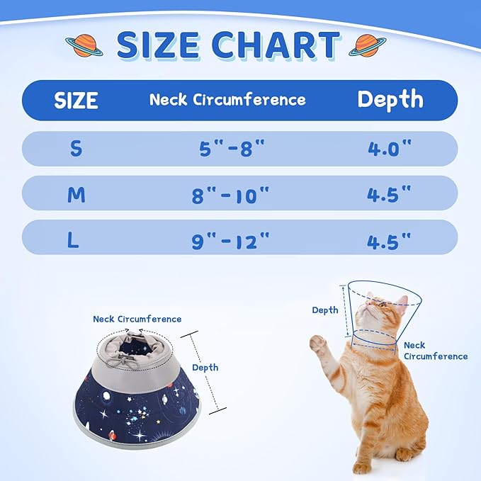 Cat Cone Collar Soft to Stop Licking, Adjustable, Foldable Lightweight Kitten Cones After Surgery Recovery for Cats & Kittens, Cat Cone Alternative, Easy Eating (Grey, M)