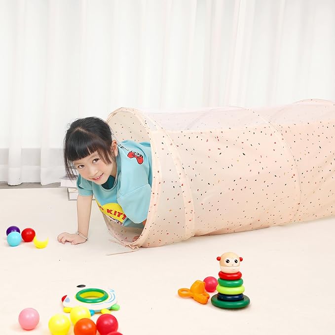 Crawling Kids Play Tunnel [ Pop Up Collapsible Mesh Tunnel ] for Children, Baby, Toddlers, Boys & Girls, Mobility Indoor Toys