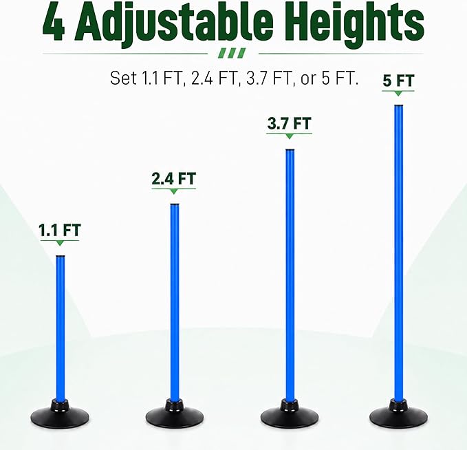 6 Pack Soccer Agility Training Poles, 5 FT Adjustable Speed and Agility Training Equipment for Football/Basketball/Dog Practice, Bending Poles for Horses with Rubber Bases and Carry Bag