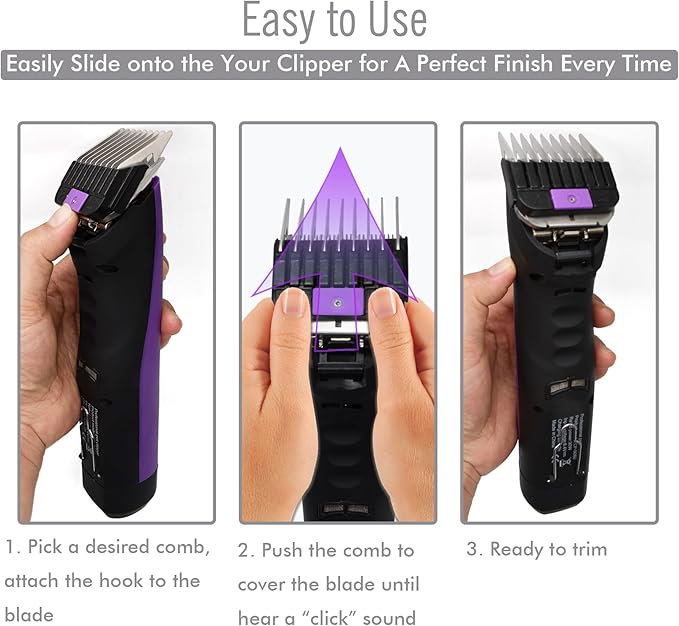 Professional A5-Style Animal Clipper Stainless Steel Color-Coded Snap-on Attachment Guard Guide Comb, 1/8"-1" Compatible with Wahl KM Series Oster A5 Andis Detachable Blade Pet Dog Groomers (#2-1/4")