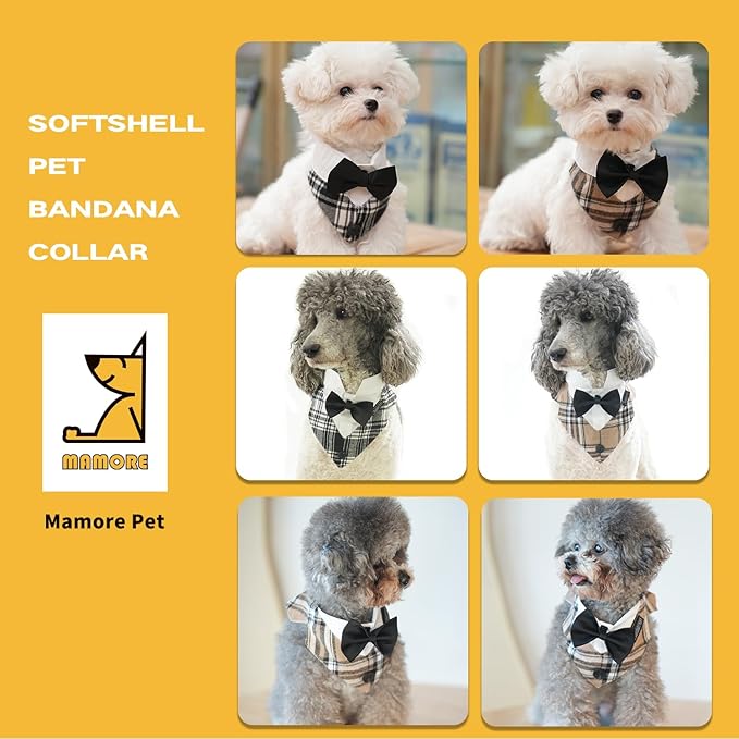 Dog Tuxedo Wedding Suit Shirt with Bow Tie, Formal Outfit Tux Attire for Puppy Small Medium Dogs Cats Costume (Black Tux, Large)