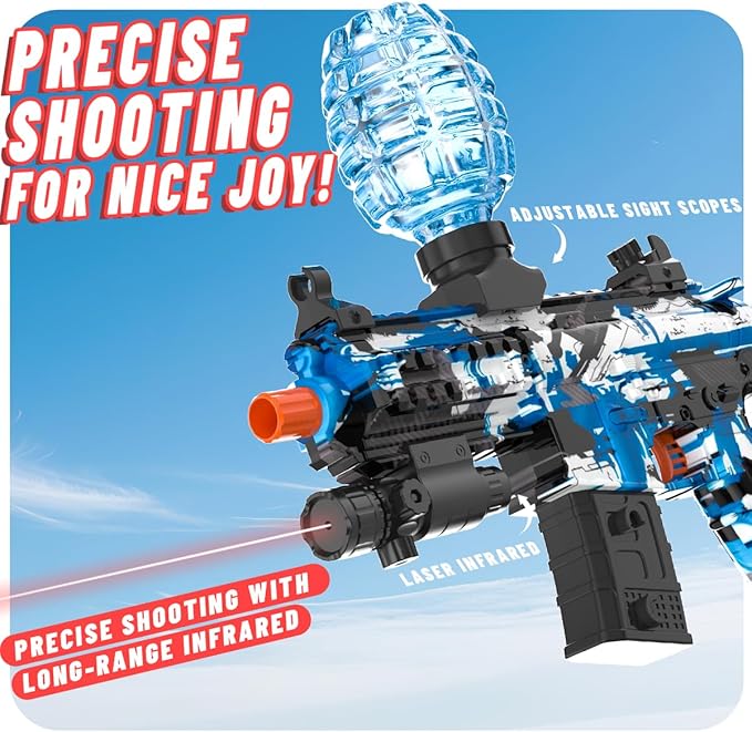 Electric Gel Ball Blaster, High Speed Automatic Splatter Ball Blaster with 60000+ and Goggles, JIFTOK Rechargeable Splatter Ball Toys for Outdoor Activities Shooting Game Party Favors-Blue