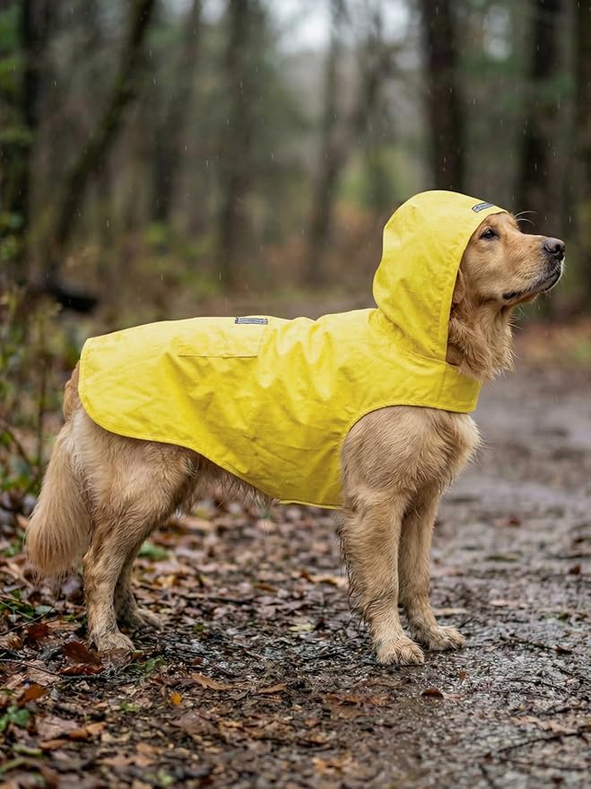 Dog Raincoat Reflective Adjustable Hooded Pet Rain Jacket Poncho with Leash Hole for Dogs S-5XL