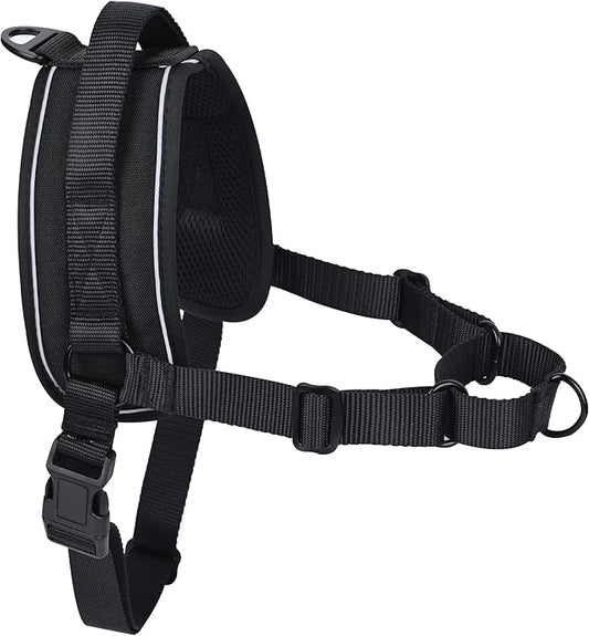 No Pull Dog Harness, Upgraded Padded No-Choke Pet Vest with Front and Back Clips, Effortless Walking Adjustable Dog Gear with Traffic Handle and Reflective Straps for Training (Black,L)