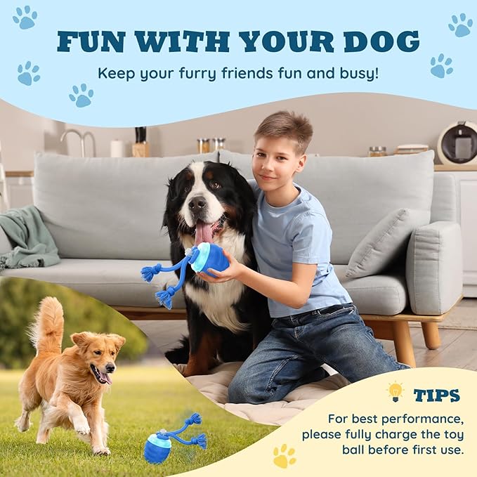 Interactive Dog Toys Ball, Motion Activated Dog Toy for Medium/Large Dogs, Wicked Balls for Boredom, Dogs Toy to Keep Them Busy(Blue)