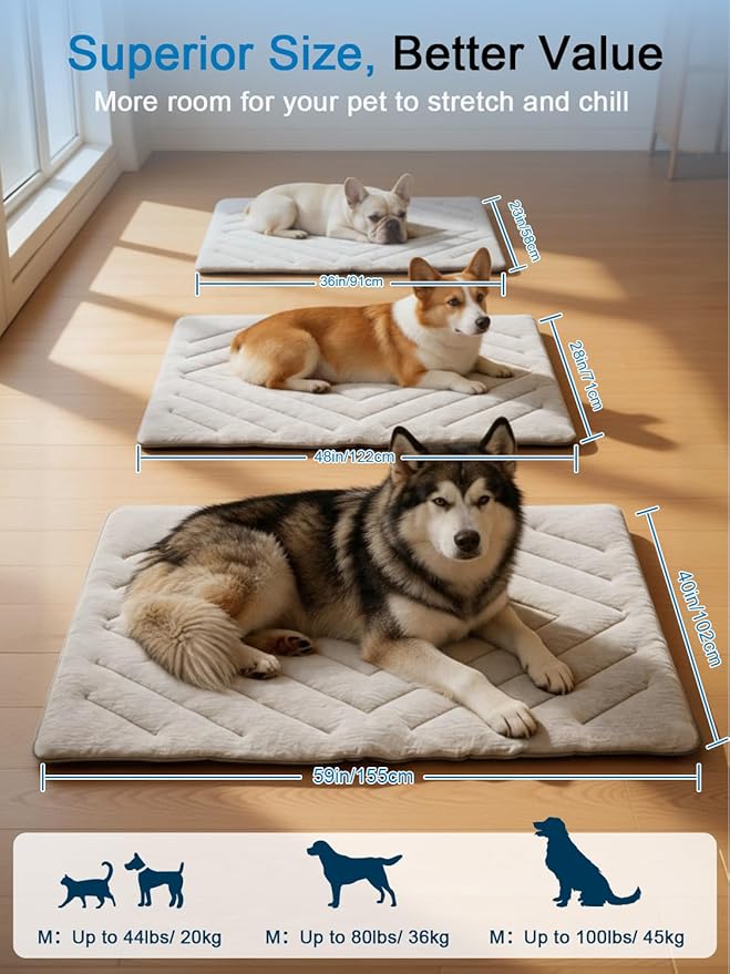 Dog Cooling Mat Self Coolings Foldable Cooling Pad for Dog in Summer Coolings Mat for Dogs and Cats Machine Washable (Rectangle,Grey, Large-48 L x 28" W)