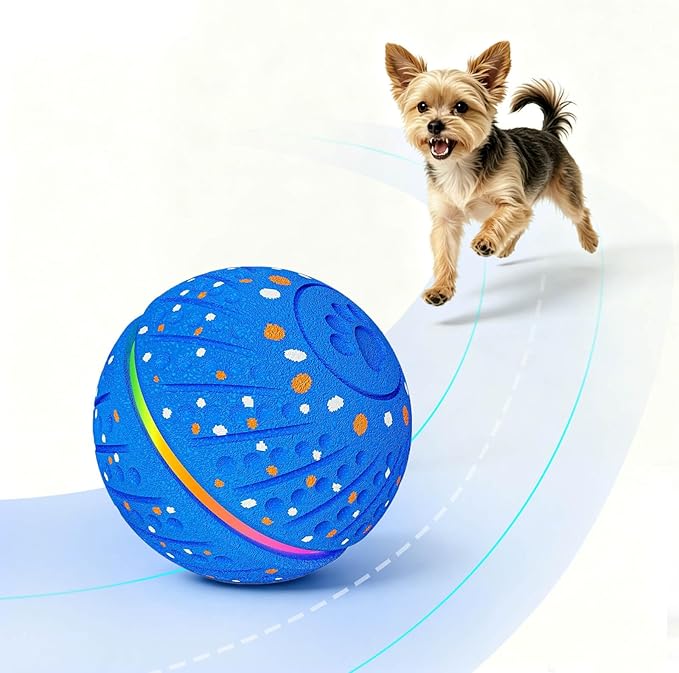 Smart Interactive Dog Toys Ball-Automatic Bouncing,3 Play Modes,E-TPU Material&Bite-Resistant,IP54 Waterproof，Automatic Rolling Balls Toy with Colorful Lights for Small Medium Dogs to Keep Them Busy
