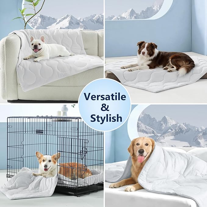 MIXJOY Cooling Blanket for Large Dogs Breathable, Dual-Sided Q-MAX>0.5, Lightweight Pet Cooling Throw Blanket Summer for Sofa & Elevated Dog Bed, Washable Soft Cat Cold Mat Durable, Pearl Grey, 40x50