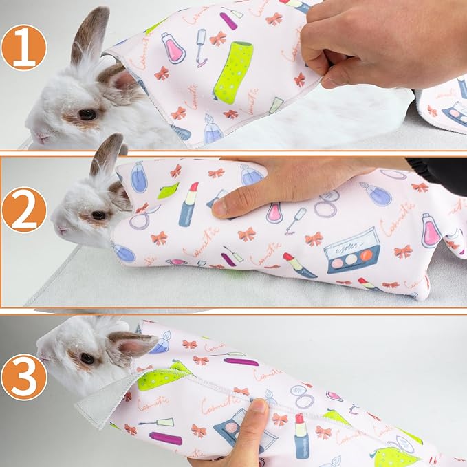 21.6'' Grooming Wrap for Rabbit, Rabbit Wrap for Grooming Cutting Nails, Soft Rabbit Restraint for Nail Clipping Rabbit Swaddle Wrap for Nail Trimming Anti-Scratch Anti-Escape Pet Tool Wrap