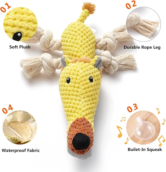 Sedioso Dog Toys, Dog Plush Toy for Large Breed, Cute Squeaky Dogs Toy with Crinkle Paper, Puppy Stuffed Animal Chew Toys for Small, Middle, Large Breed (Lion)