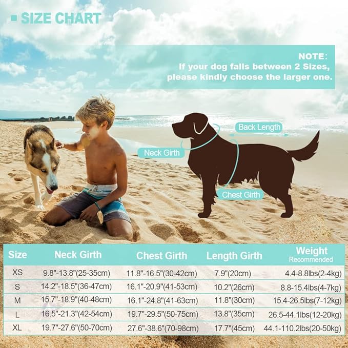 EMUST Large Dog Life Jacket, Dog Mermaid Life Vests for Swimming, Adjustable Pet Flotation Vest Swimsuits with Lift Handle for Small, Medium, Large Dogs, (XL, Turquoise)