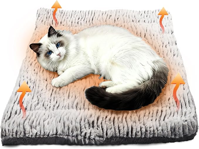 Self Warming Cat Bed, 31.5" x 23.6" Ultra Soft Self Heating Cat Pad, Reflects Body Heat, Washable, Thermal Non Electric Heating Mat, for Indoor Outdoor Cats, Small Dogs