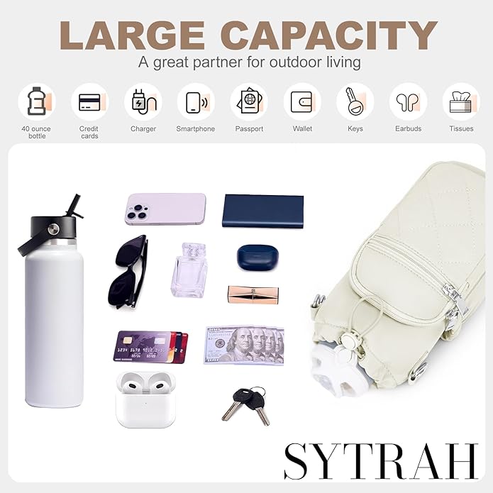 SYTRAH Water Bottle Carrier Bag with Strap, Water Bottle Purse with Phone Pocket 40oz for Walking Hiking