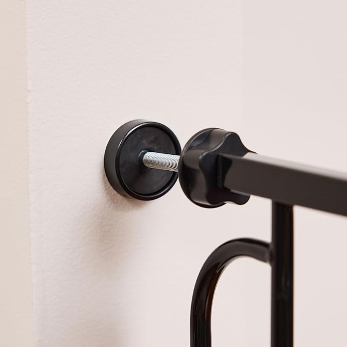 Regalo Safety 29-49" Easy Step Extra Wide Baby Gate for Doorways & Bottom of Stairs, Pressure Mounted Safety Gate with Door for Babies, Toddlers & Pets, Black