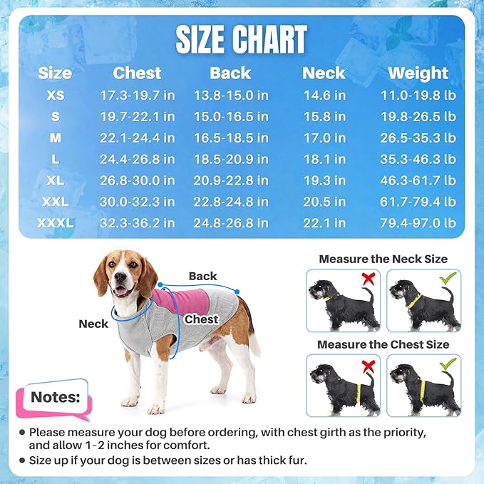 SlowTon Dog Cooling Vest - with Ice Pack Pocket, 3-Layer Evaporative Cooling Jacket with Reflective Stripes, Lightweight Breathable Summer Pet Clothes for Small, Medium and Large Dogs (Pink, XS)