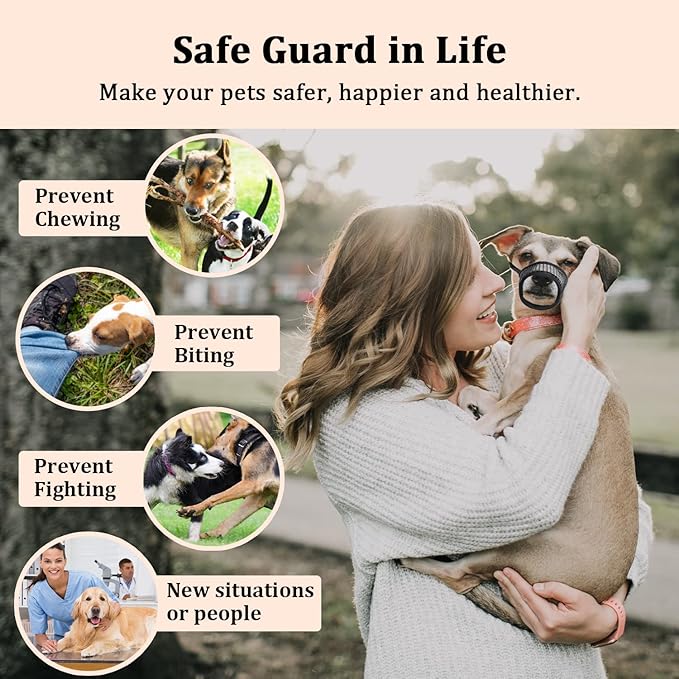Mayerzon Dog Muzzle, Soft Mesh Muzzles for Small Medium Large Dogs Chihuahua Poodle Husky Labrador Retriever, Breathable Dog Mouth Guard for Biting Chewing Grooming, Allow Panting Drinking(XL, Black)