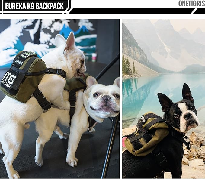OneTigris Dog Pack, Backpack Durable Small Medium Dog Pack with Litter Bag Exit for Camping Hiking Daily Walking (Ranger Green, X-Small)