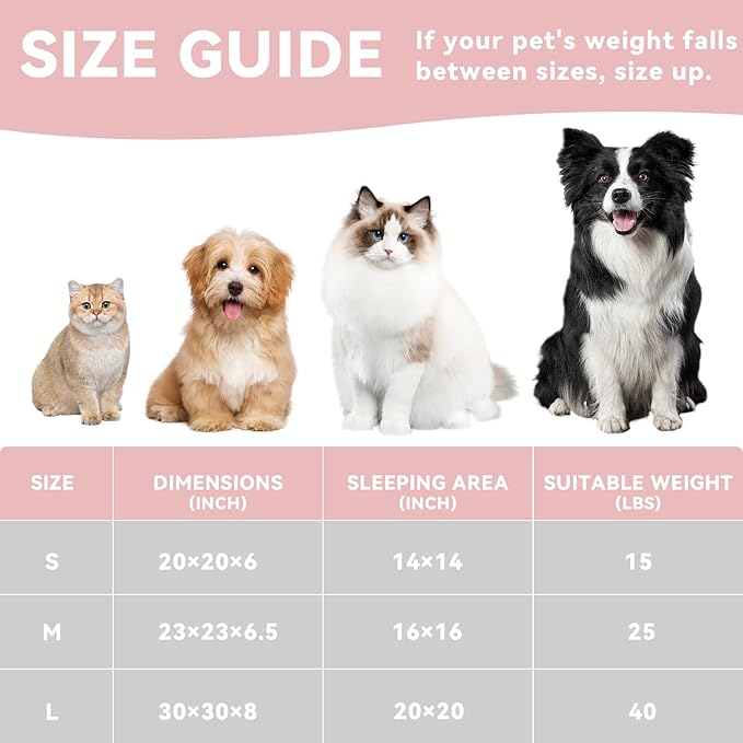 Zerbuger 20in Cream Round Cat Dog Bed Gift for Large Medium Small Dogs Cats, Machine Washable Sleeping Sofa, Non-Slip Bottom Breathable Soft Calming Pet Cuddler for Indoor/Outdoor/Car/Cage