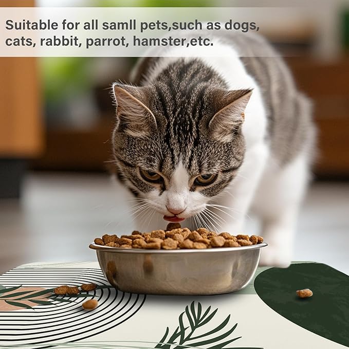 Cat Food Mat for Floors Waterproof Dog Mat for Food and Water Bowl Quick Dry Easy to Clean Nonslip Pet Mats, 17 * 30, Green