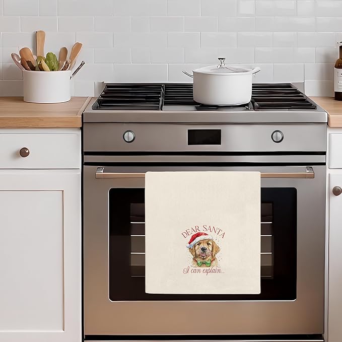 Golden Retriever Kitchen Towels Gifts - Funny Golden Retriever Christmas Decor, Christmas Dog Gifts, Dear Santa Navidad Hand Towels Dish Towels for Kitchen Bathroom, 16x24 Inch