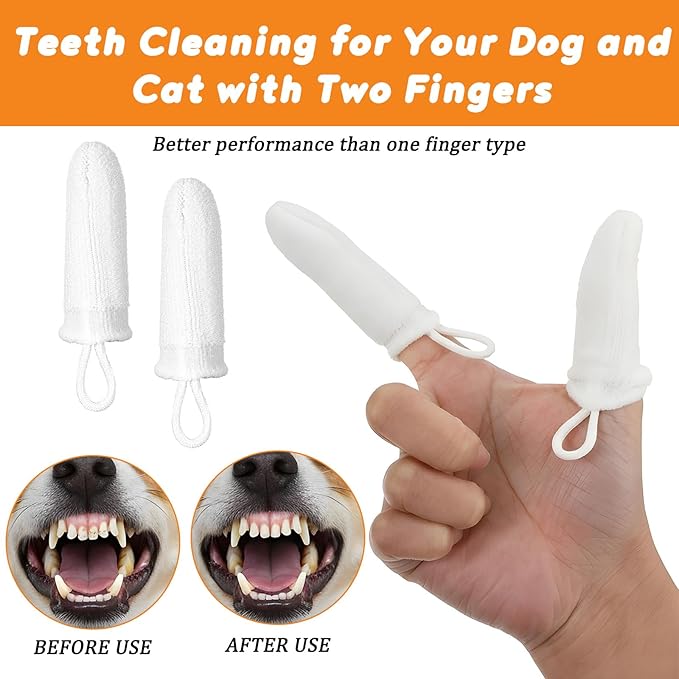 10Pcs Microfiber Soft Dog Tooth Brushing Kit Dog Finger Toothbrush Pet Dental Finger Brush Dogs Cat Teeth Cleaning & Care, Remove Plaque and Tartar