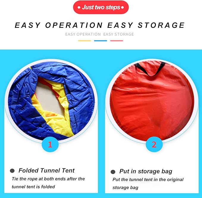 Kids Play Tunnel Tent for Toddlers, Colorful Pop Up Crawl Tunnel Toy Tent for Baby Infant Children or Dog Cat Pets, Indoor & Outdoor Toys for Boy and Girl Backyard Playset