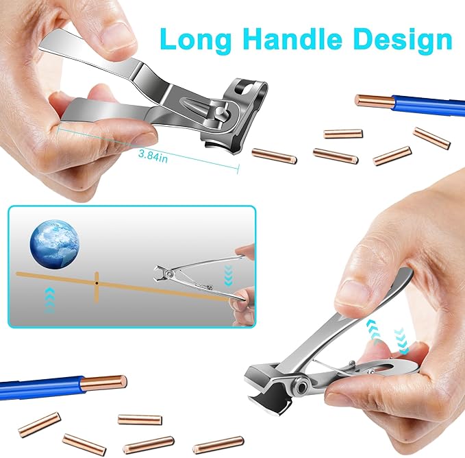 Werlla Nail Clippers for Men Thick Nails, 17mm Straight Wide Opening Extra Large Toe Nail Clippers for Adult & Easy Grip 360 Degree Rotary Toenail Clippers for Elderly Cutting Ingrown Toenails