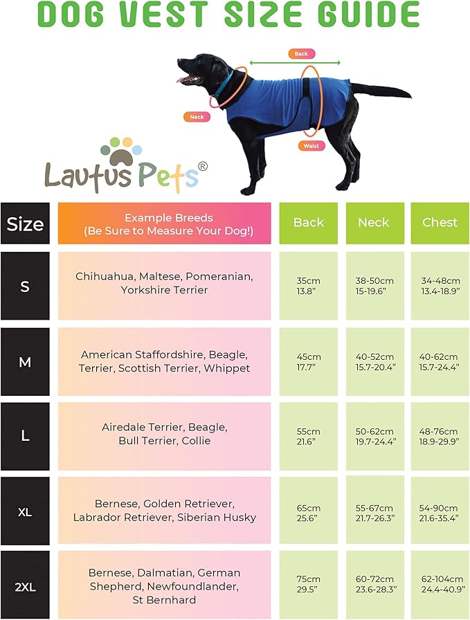 Dog Cooling Vest – Lightweight Jacket for Dogs with Zip Neck & Velcro – Easy On/Off Cooling Coat for Walks, Travel & Outdoors by Lautus Pets - M