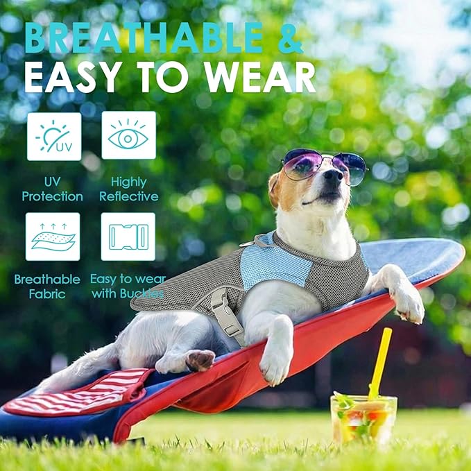 AOFITEE Dog Cooling Vest Small Dog, Lightweight Cooling Jacket for Dogs, Breathable Dogs Cooler Shirt with Harness D-Ring, Pet Sun Shirt UV Protection Ice Vest for Small Medium and Large Pet, S