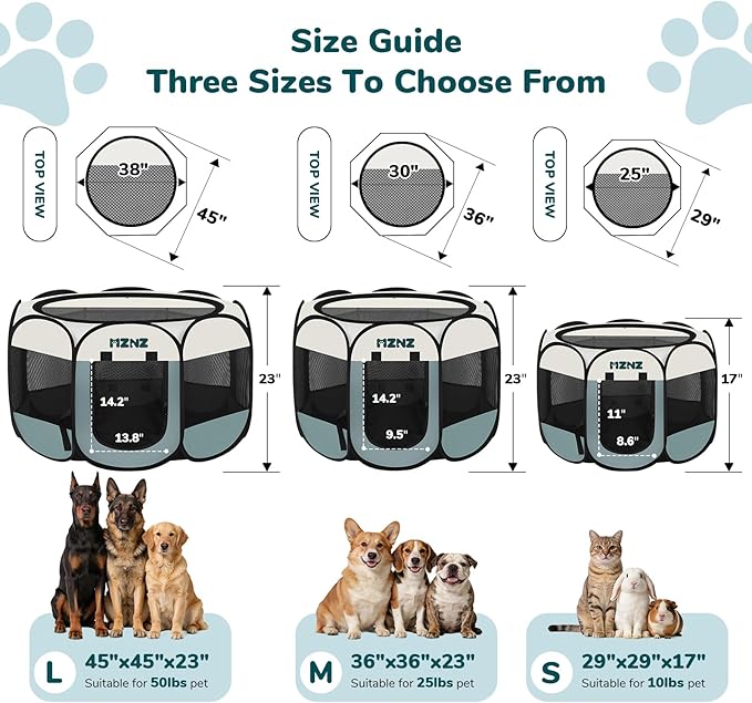Dog Cat Playpen, Portable Puppy Pet Crate Indoors for Small/Medium Dogs Cats Rabbits, Foldable Dog Cage Enclosure for Outdoor, Pop Up Dogs Tent Kennel with Carrying Case, Grey