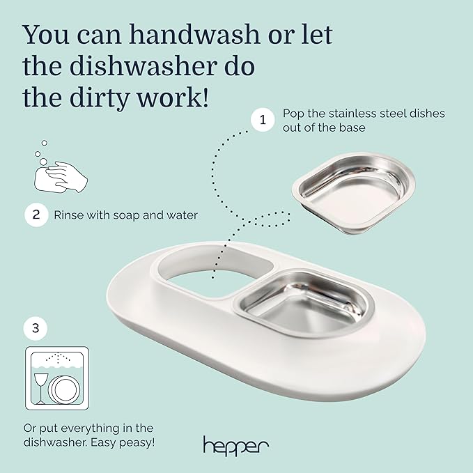 Hepper 360 Cat Feeder, Stainless Steel, Anti-Chew Material, Dishwasher Safe, 2-Pack