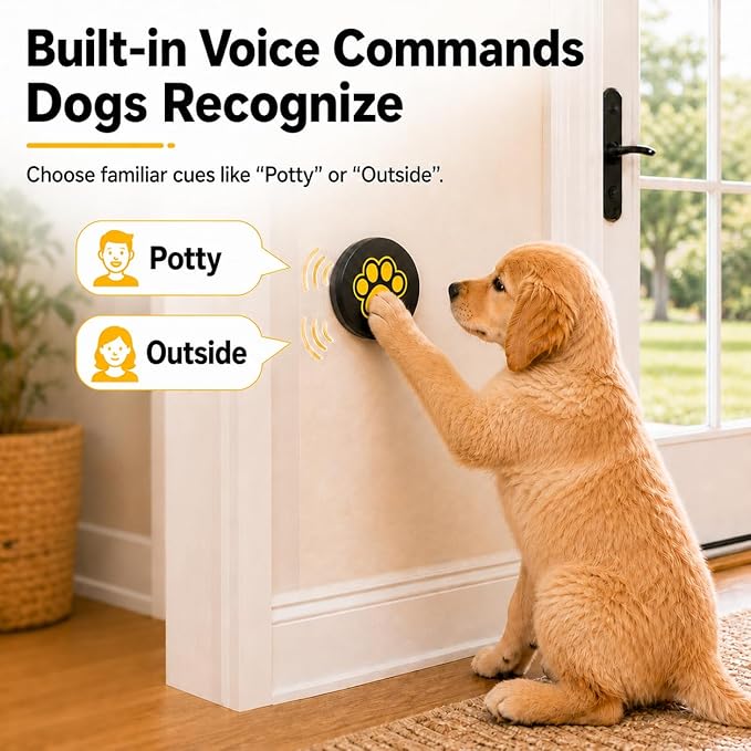ChunHee Dog Bells to Go Outside, Touch Activated Dog Door Bell for Potty Training, Dog Bell for Door with 36 Built-in Sounds & Voice Commands, 5 Adjustable Volume Levels, Puppy Training Bell for Dogs