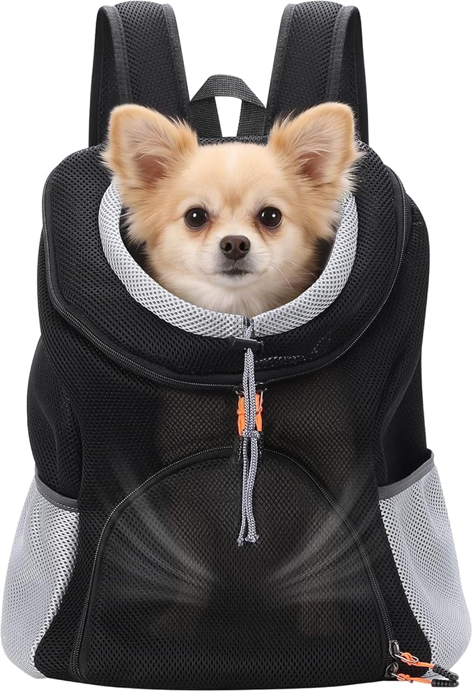 Pet Dog Carrier Backpack, Dog Front Backpack, Pet Carrier Backpack, Front Carrier Backpack, Ventilated Mesh Dog Travel Back Pack for Hiking Cycling Outdoor (6.6-15.4 lbs)
