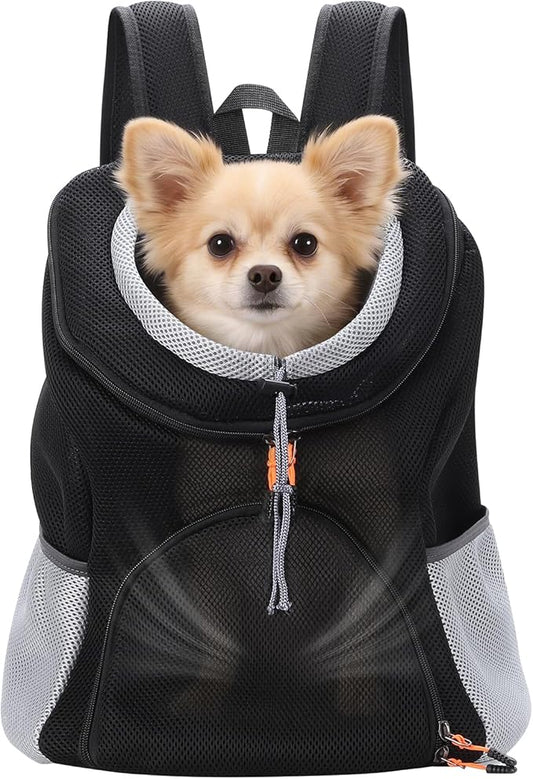 Pet Dog Carrier Backpack, Dog Front Backpack, Pet Carrier Backpack, Front Carrier Backpack, Ventilated Mesh Dog Travel Back Pack for Hiking Cycling Outdoor (6.6-15.4 lbs)