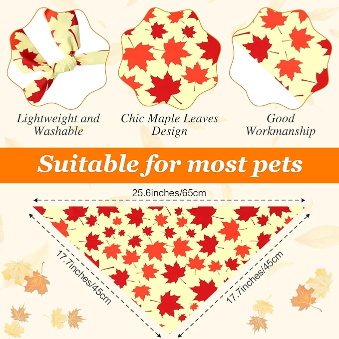 Abbylike 200 Pcs Maple Leaves Dog Bandana Bulk Forest Style Bandana for Dogs Triangle Kerchief Bib Scarf for Pets Party Costume Photo Props Accessories Pet Shops Adoption Event, 25 Styles