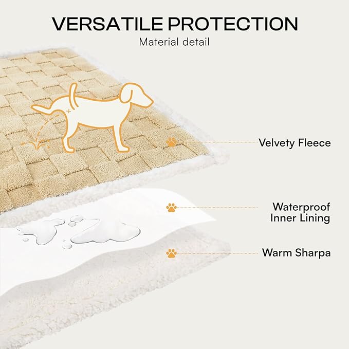 Luciphia Waterproof Dog Blanket, Emotional Support Leakproof Large Pet Blanket for Couch Sofa Bed Protector, Washable Soft Sherpa Fleece with 3D Jacquard, Cozy Calming Reversible, Yellow, 85"x57"