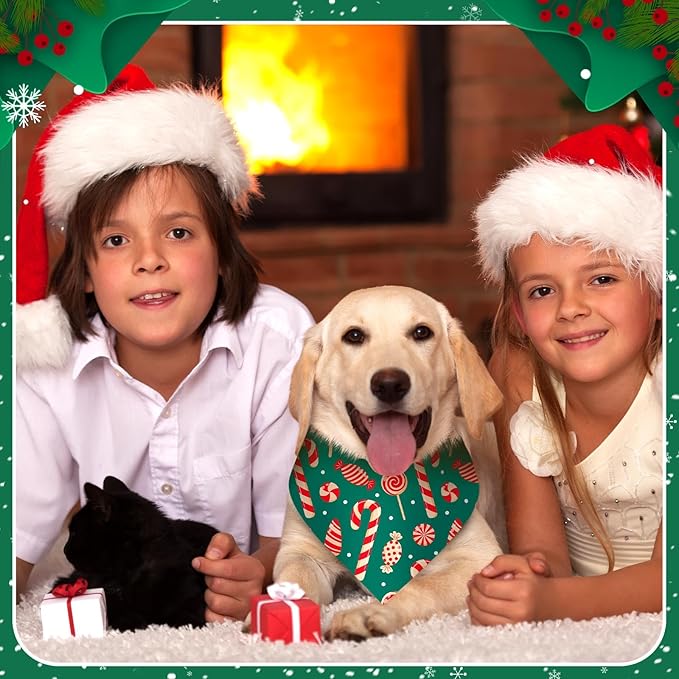 Sanwuta 72 Pcs Christmas Dog Bandana Bulk Washable Puppy Triangle Scarfs Xmas Cat Bandanas Adjustable Soft Christmas Pet Triangle Bibs Accessories for Small Medium Dogs Cats Pets Costume