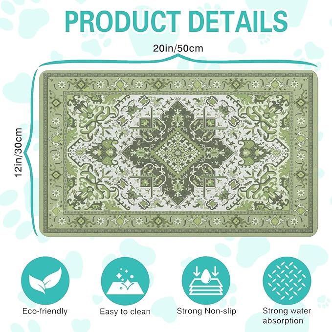 Pet Feeding Mat for Floors Waterproof Dog Mat for Food and Water Absorbent Quick Dry Non Slip mat for Cat Bowls