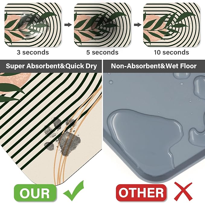 Cat Food Mat for Floors Waterproof Dog Mat for Food and Water Bowl Quick Dry Easy to Clean Nonslip Pet Mats, 12 * 20, Brown