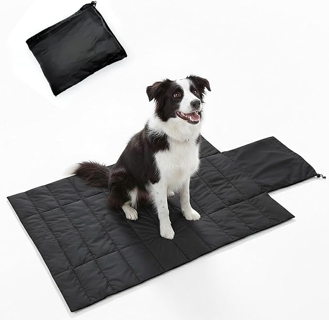 Portable Dog Crate Pad, Water-Resistant Foldable Pet Sleeping Mat, Cool Touch Summer Dog Bed for Outdoor Travel Camping & Indoor Use, Washable Black Kennel Pad (39"x28")(Black