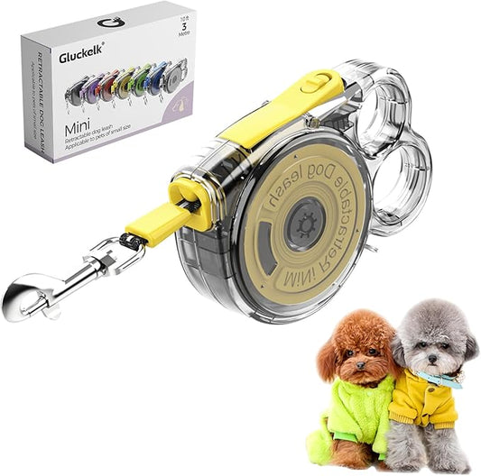 10ft Retractable Dog Leash for Small Dogs, Puppies and Cats, 360° Tangle-Free Walking Leash, One-Handed Brake, Compact Portable for Pets of Small Size