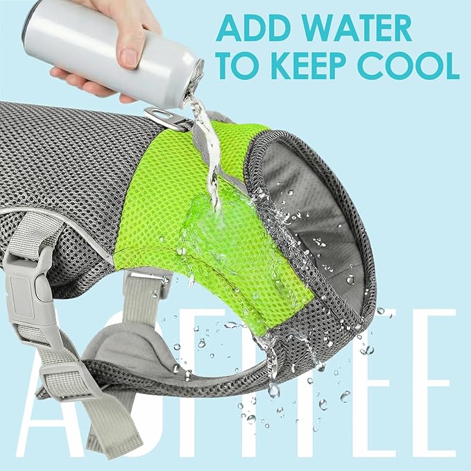 AOFITEE Dog Cooling Vest Small Dog, Lightweight Cooling Jacket for Dogs, Breathable Dogs Cooler Shirt with Harness D-Ring, Pet Sun Shirt UV Protection Ice Vest for Small Medium and Large Pet, Green S