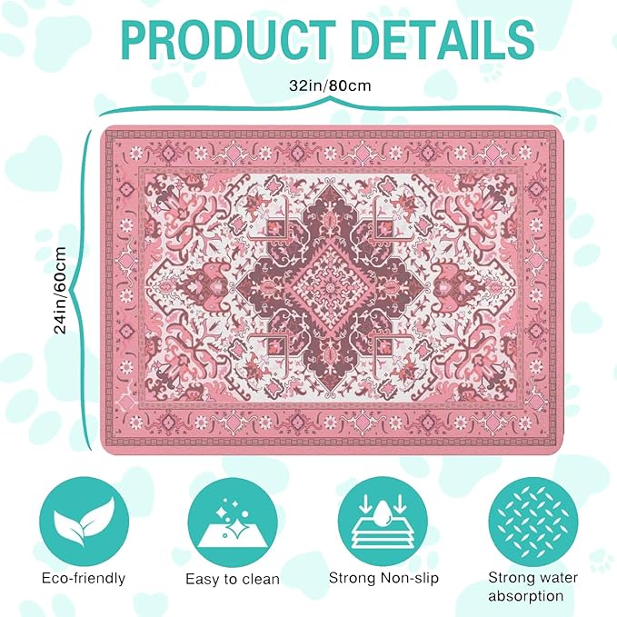 Pet Feeding Mat for Floors Waterproof Dog Mat for Food and Water Absorbent Quick Dry Non Slip mat for Cat Bowls