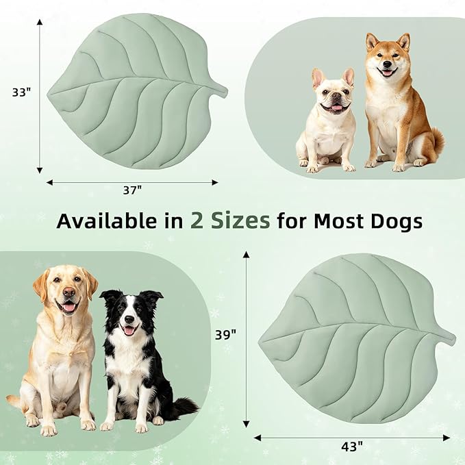 PUPTECK Dog Cooling Mat, 37”x33” Reversible Pet Self-Cooling Bed for Dogs, Thick & Soft Pet Cool Blanket Crate Kennel Pad, for Summer Indoor Outdoor, Green L