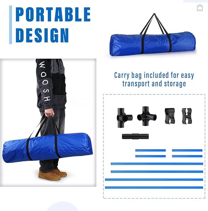 Shappy 4 Pieces Dog Agility Equipment with Adjustable Height Jump Bars Adjustable Dog Agility Jumps with Carry Bag Exercise Jumping Hurdles for Indoor Outdoor Course Game(Blue)