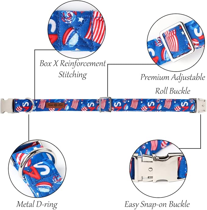 Lionet Paws Patriotic Dog Collar with Bowtie, 4th of July, Soft and Comfortable Adjustable American Flag Bowtie Collar for Puppies and Cats Male Female Gift, XXS, Neck 7-11 inches