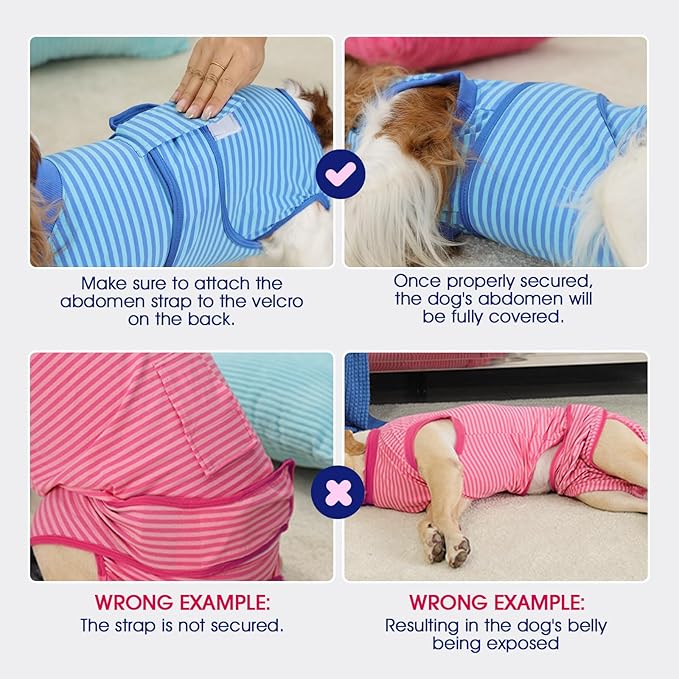 FUAMEY Recovery Suit for Dogs After Surgery,Soft Breathable Dog Bodysuit E-Collar & Cone Alternative Surgical Suit,Male Female Dog Neuter Spay Suits Anti Licking Wounds Onesie Navy Blue Strips XL