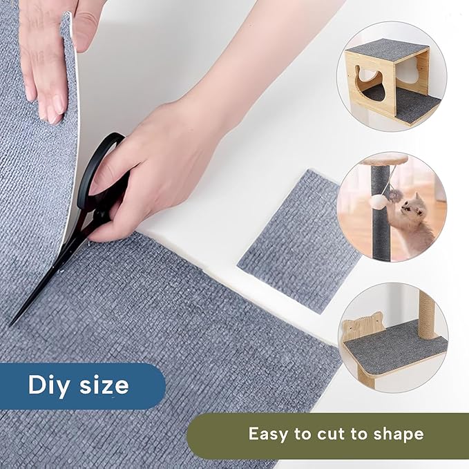 KEYIDE Self-Adhesive Cat Scratch Wall Climber, Wall Cat Scratcher Mat for Indoor Cats Kitten Trimmable Carpet Corner Protector 78.7"x15.8" (Beige)