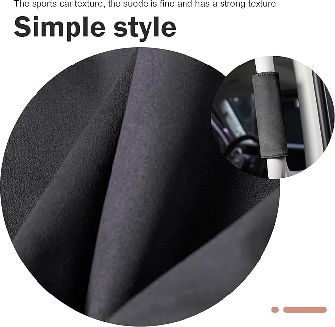 2 PCS Car Inside Door Handle Protectors, Anti-scratch Suede Leather Interior Trim, Non-slip Sweat-absorbent Handle Wrap with Hook & Loop, Interior Accessory for Cars Trucks Vans (Black)